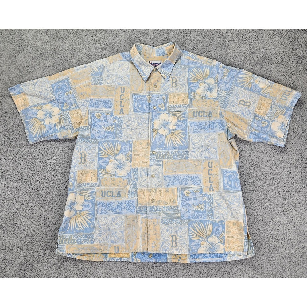 Reyn Spooner UCLA Aloha Shirt Men's XL Blue Gold  Hawaiian Button Front College